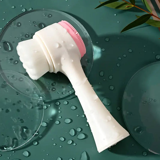 2 in 1 Facial Brush Cleansing Face Scrubber for Sensitive, Delicate, Dry Skin (1 Pc)