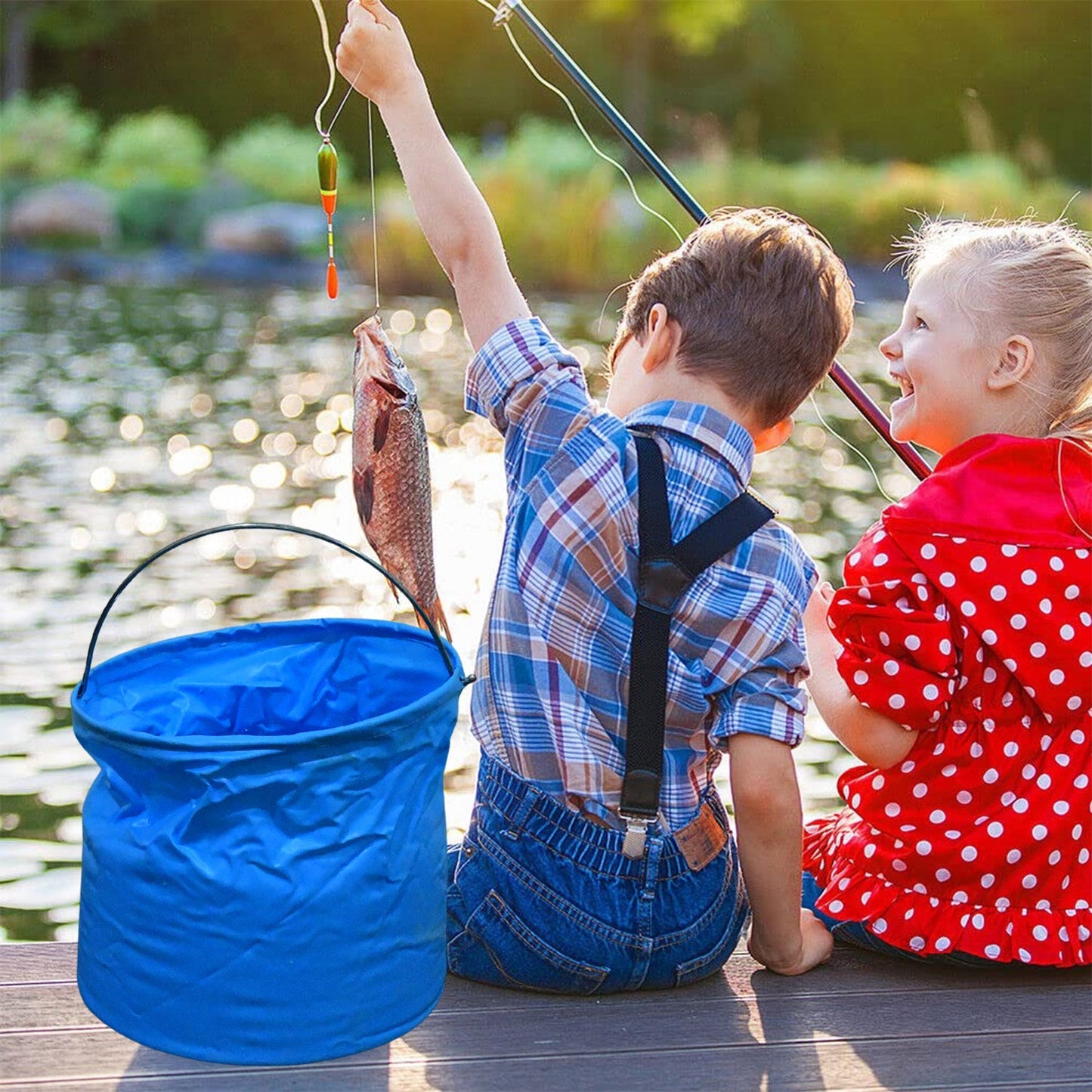 Folding Bucket, Portable, Round Bucket, Simple Bucket (1 pc / Mix Color)