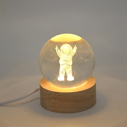 Moon 3D Crystal Ball Lamps with Base For Bedroom 3D Lamps (1 Pc)