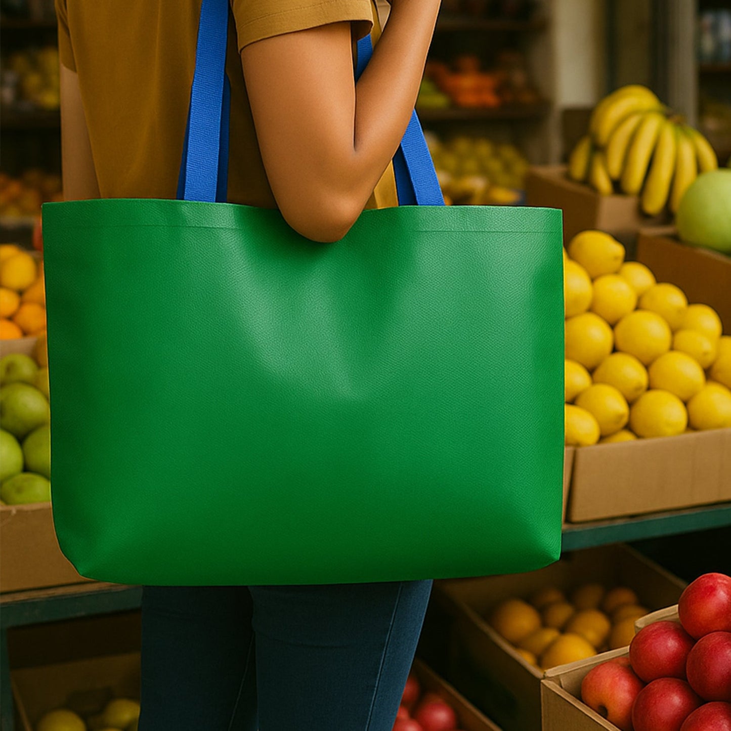Plastic Eco-Friendly Large Shopping Tote Bag 62x44cm (Mixcolor & 1 Pc)