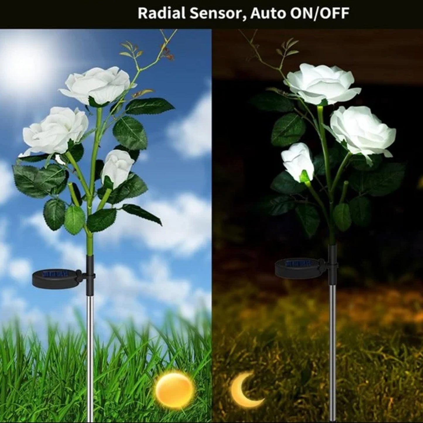 Solar Powered Decorative Garden Flower Lights Set of 2