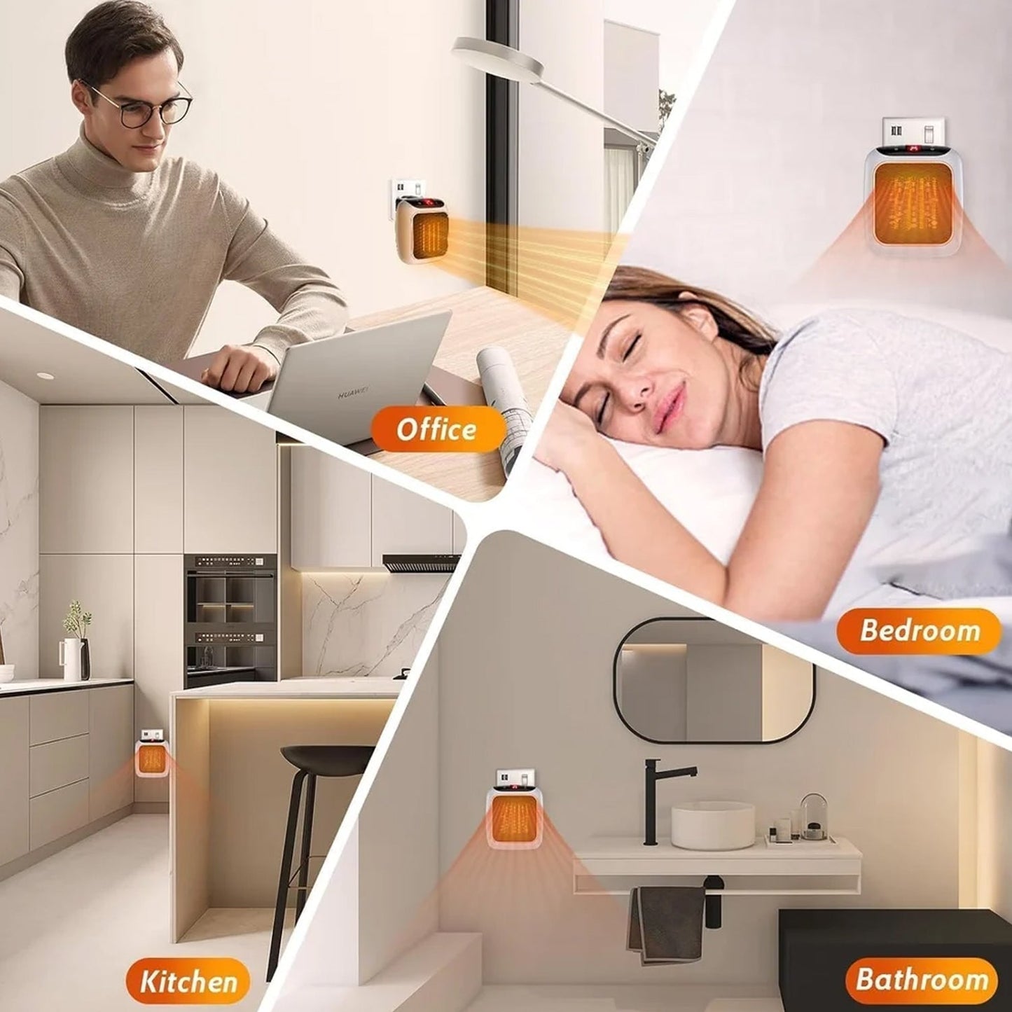 600W Wall-Mounted Plug-In Room Heater (1 Pc / With Conveter)