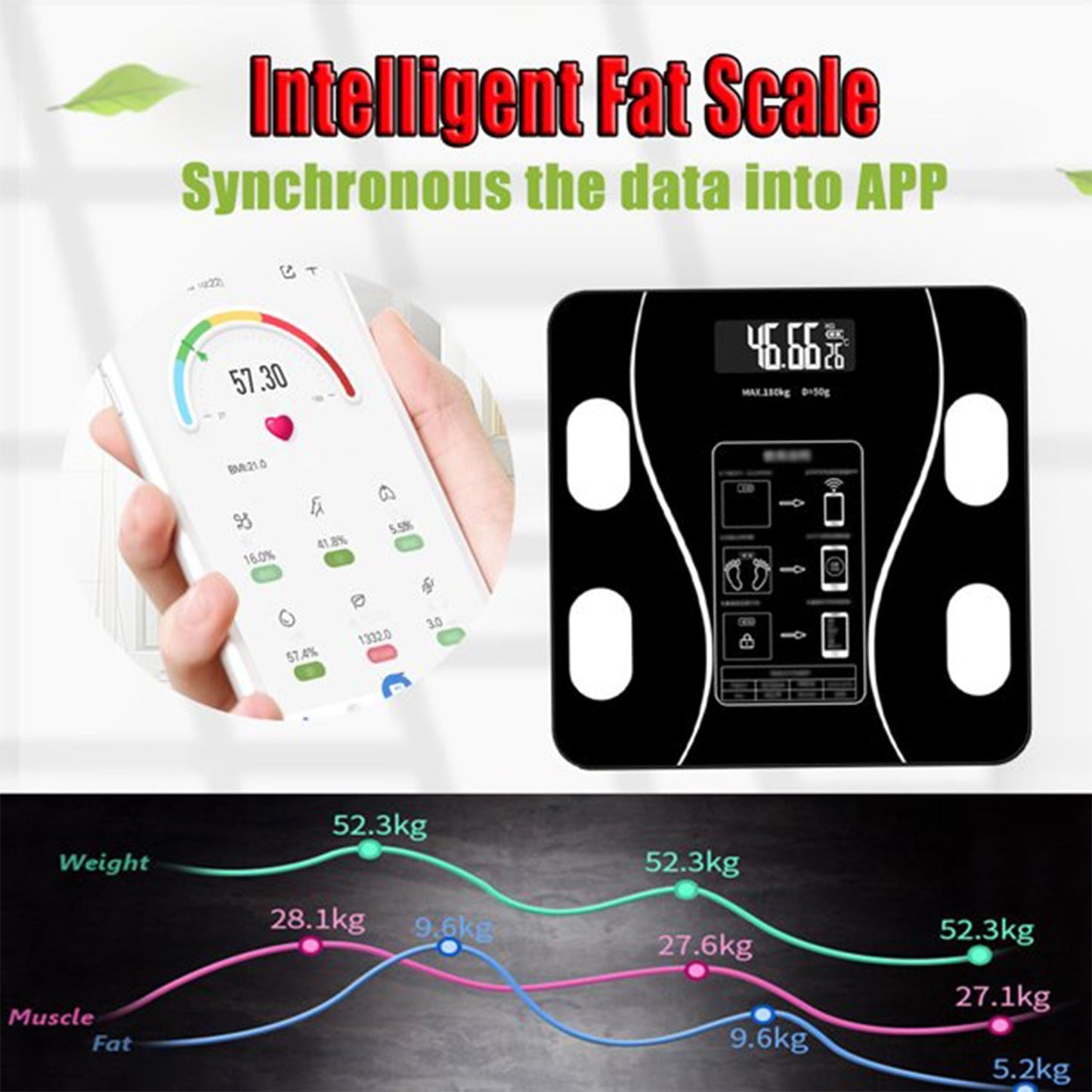 Smart body fat and weight scale