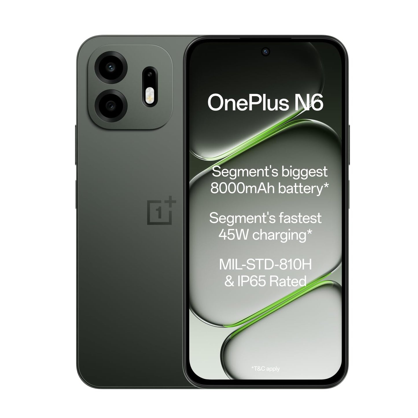 OnePlus N6 | 4GB+128GB | Midnight Green | Segment's Biggest 8000mAh Battery | Segment's Fastest 45W Charging | Smooth 120Hz Display | 50MP Camera | Military-Grade Durability