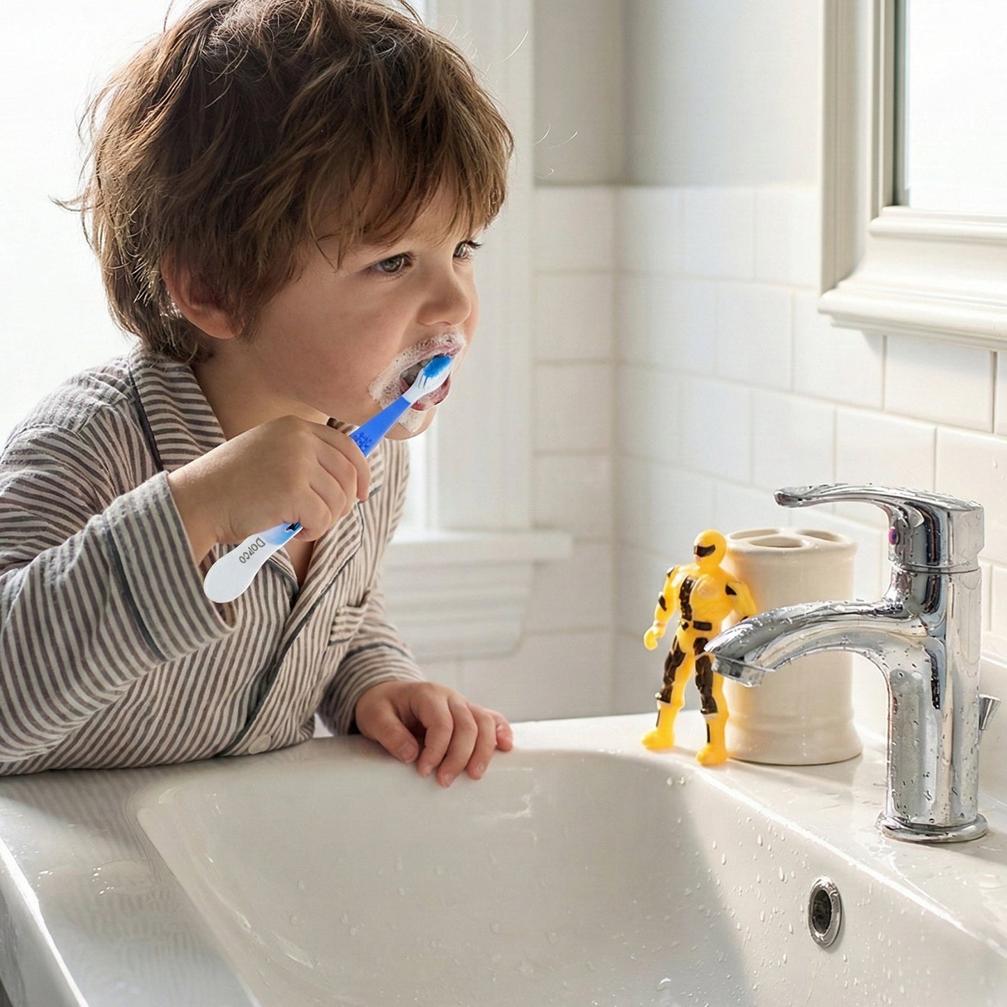 cartoon robot toothbrush set